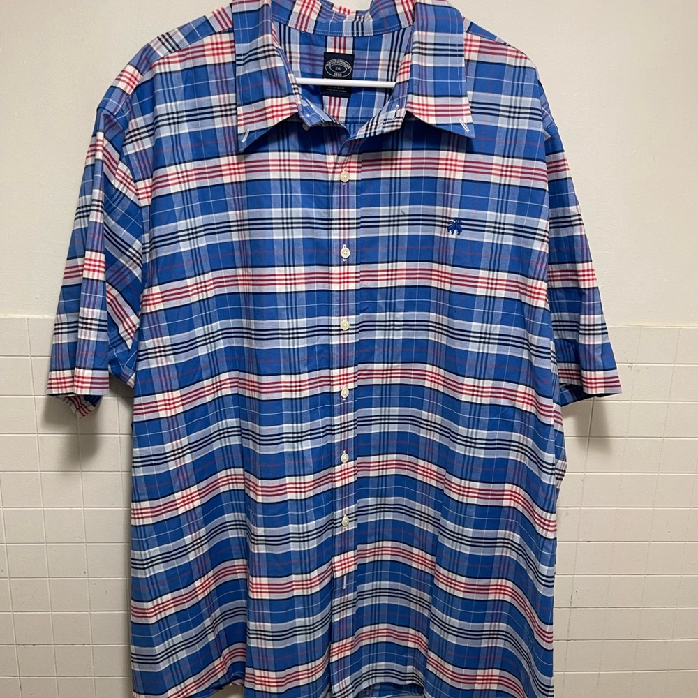 Brooks Brothers Blue and Red Plaid Men's Shirt